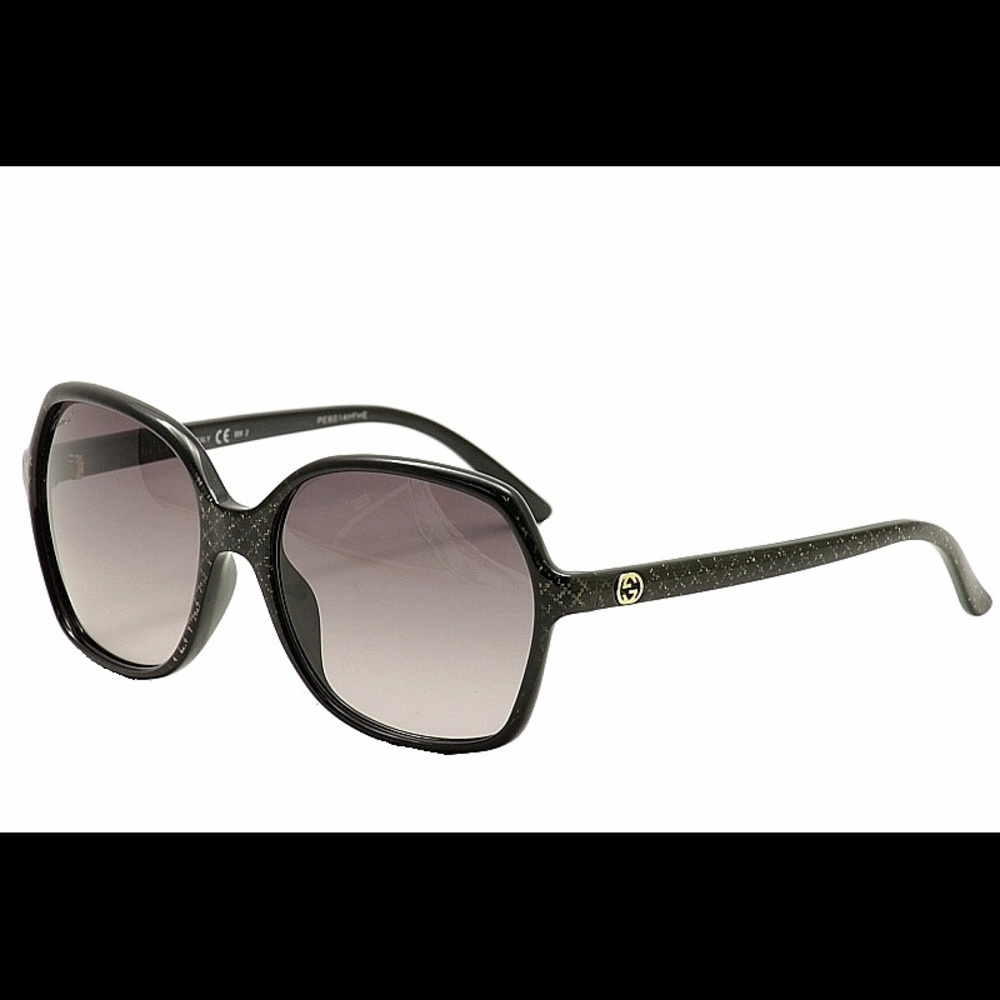 Authentic Gucci sunglasses- shiny black with gold
